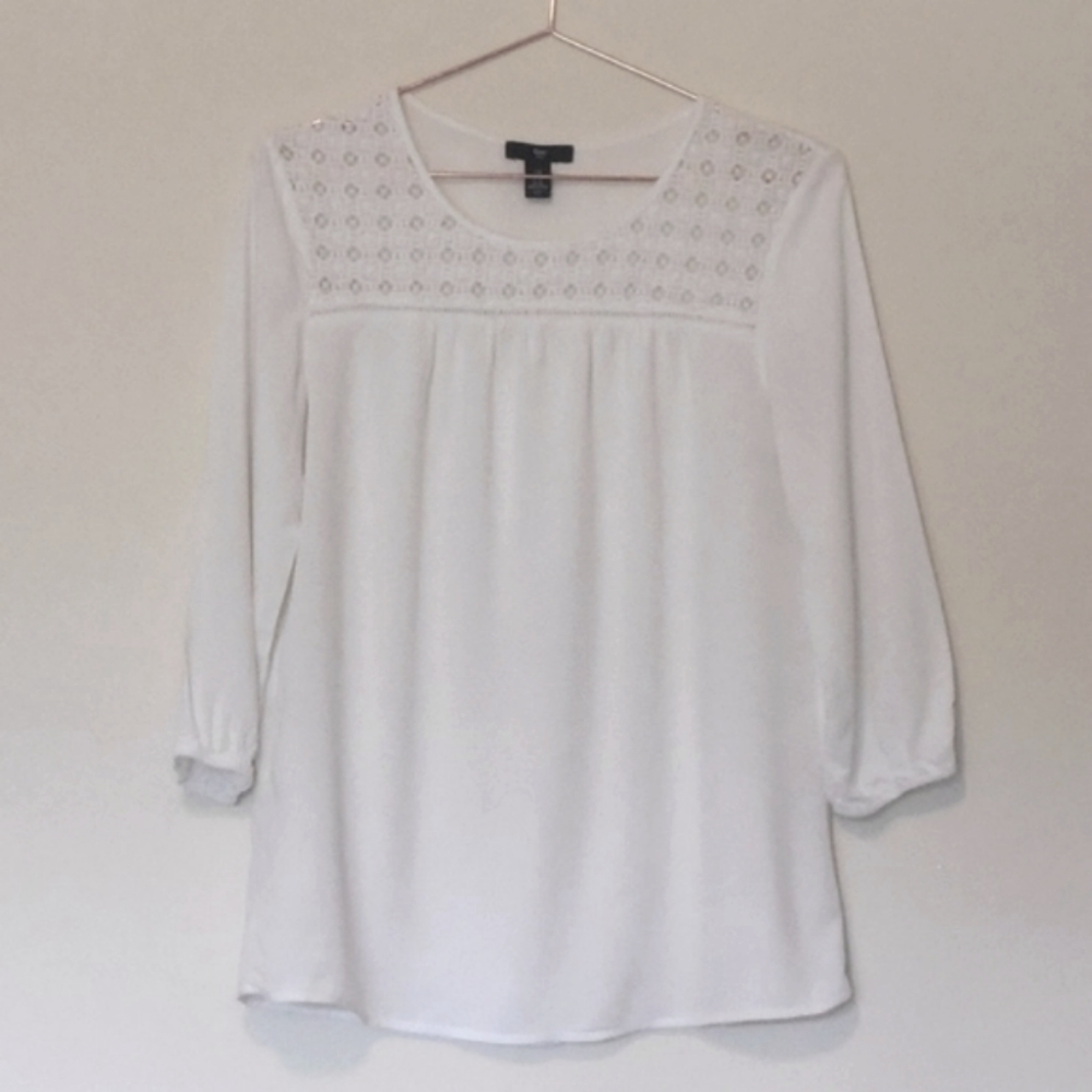 Gap Embroidered Neck White Blouse